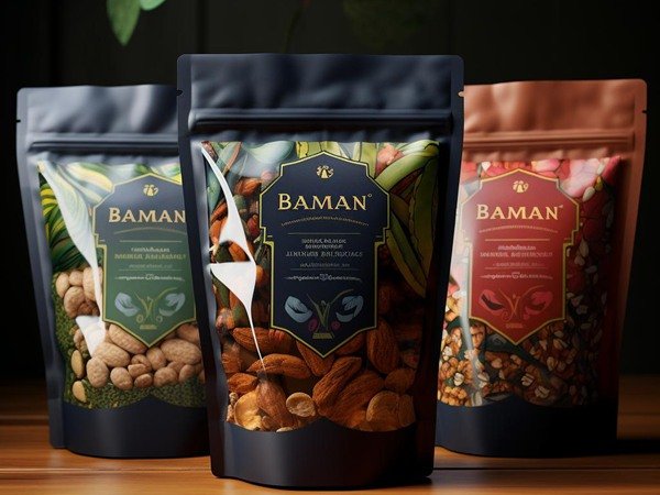 Food grade custom printed stand-up zipper pouches for coffee, nuts, and dried snacks