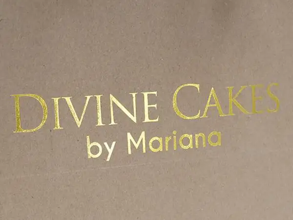 Metallic hot gold foil stamped logo on luxury custom paper bag