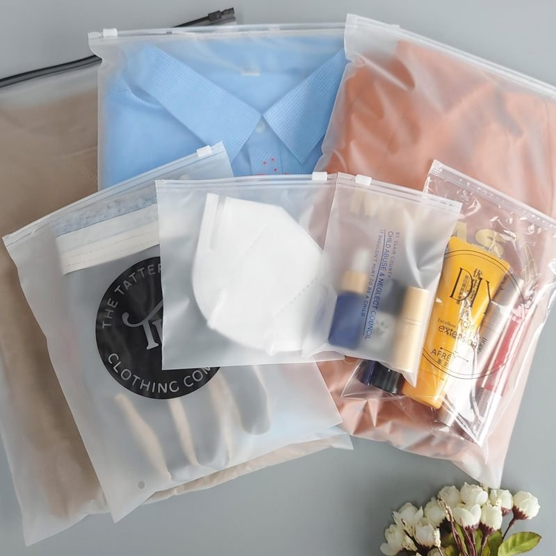 Reusable custom zipper lock plastic packaging bags with logo print
