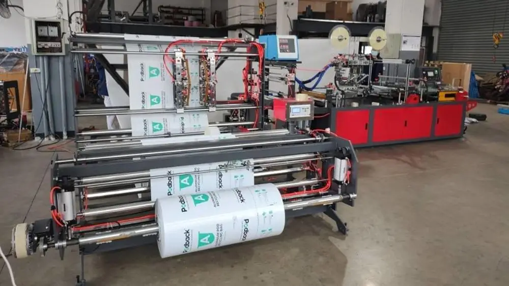 Automated poly mailer bag making production