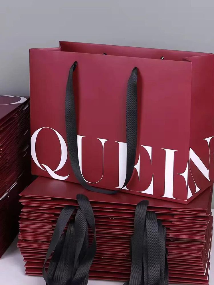 Burgundy custom paper gift bag luxury packaging