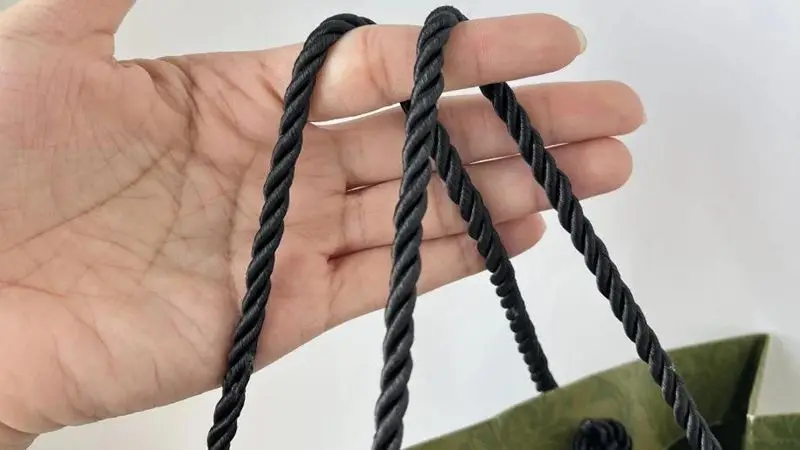 Durable woven cotton rope handles for heavy duty retail paper bags