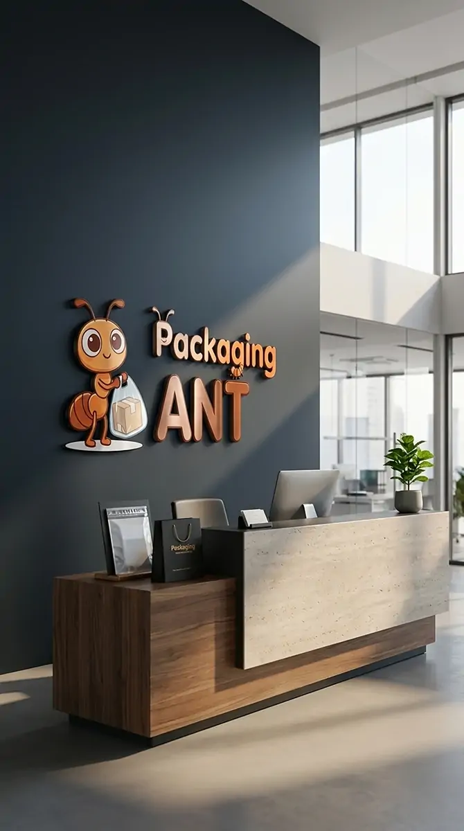 Modern reception lobby of PackagingANT, your trusted contact custom packaging supplier in Guangzhou China