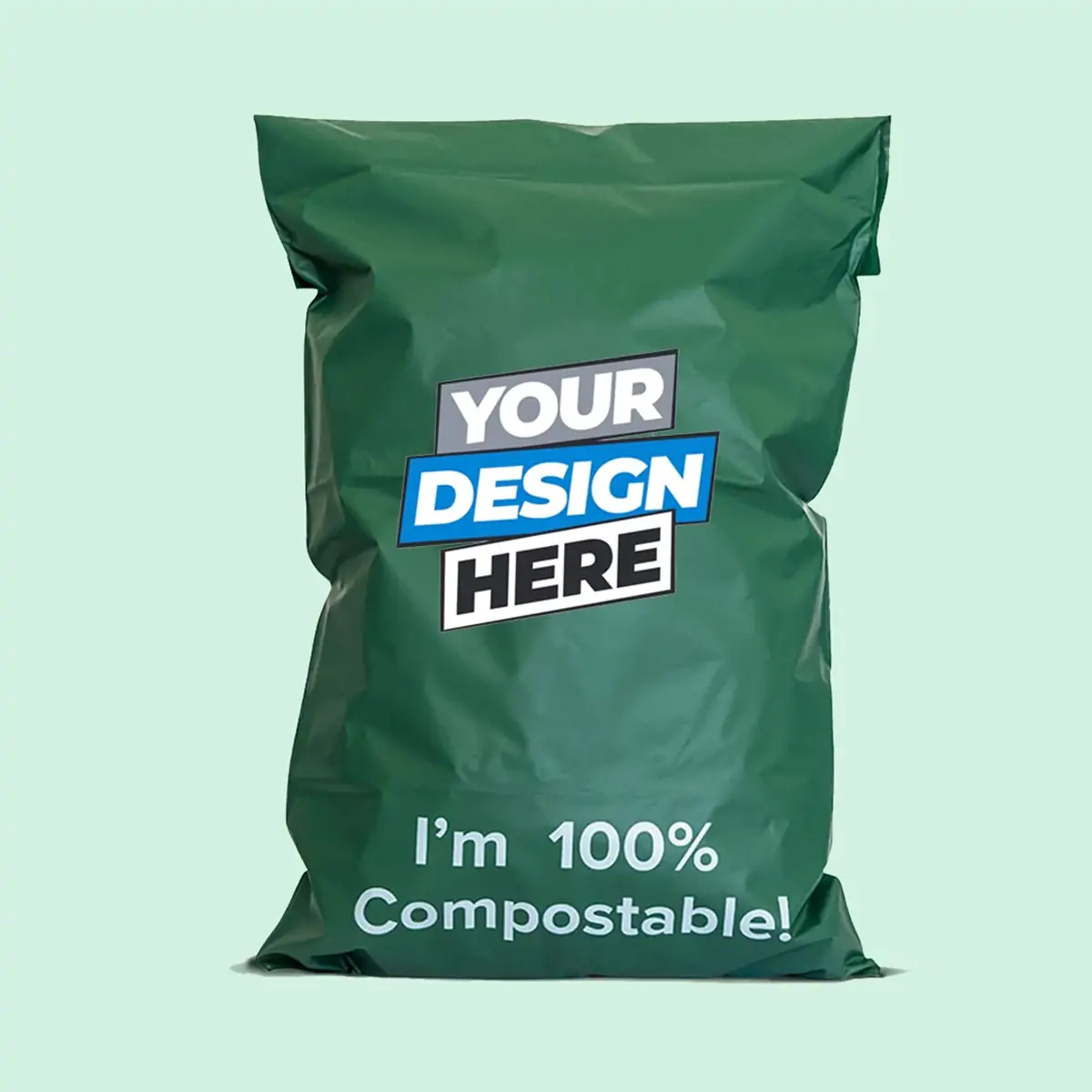 Custom logo printed green 100% compostable bubble mailer by PackagingANT for eco-friendly shipping