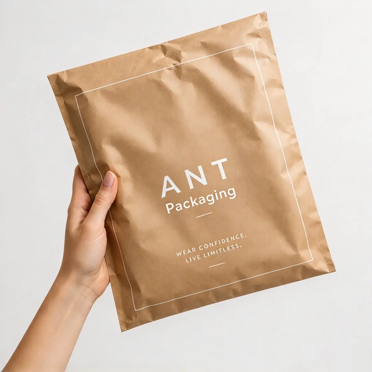 Custom logo printed brown kraft bubble mailer for B2B wholesale from PackagingANT