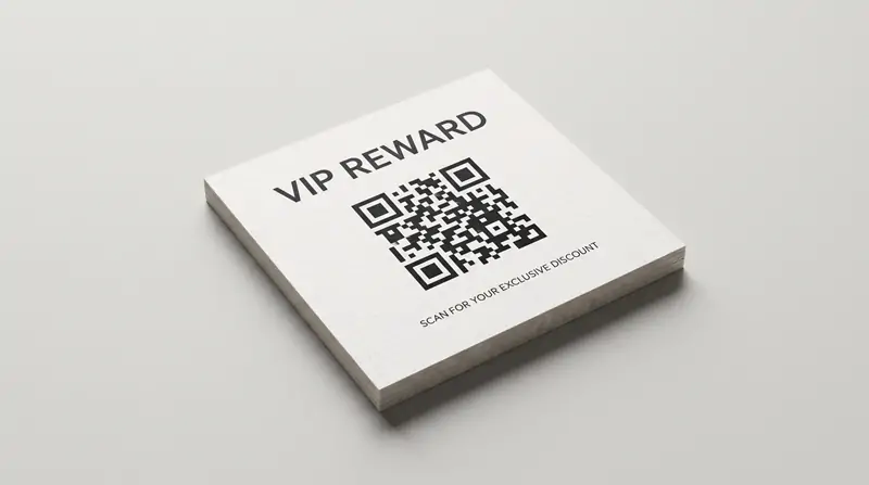 Square promotional QR code packaging insert cards for ecommerce review and discount booster