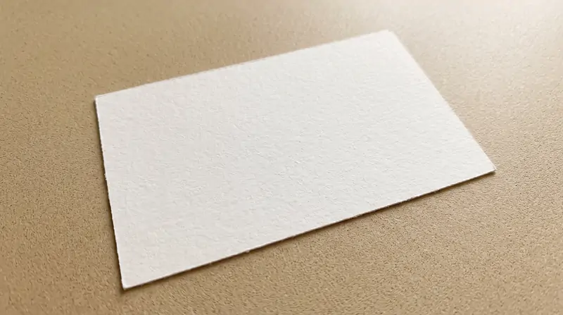Macro detail of 400gsm textured off-white cotton paperboard with felt texture and tactile depth